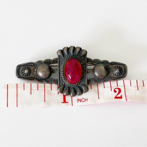 Vintage Navajo dragons breath glass sterling silver old pawn brooch pin - Picture 5 of 7